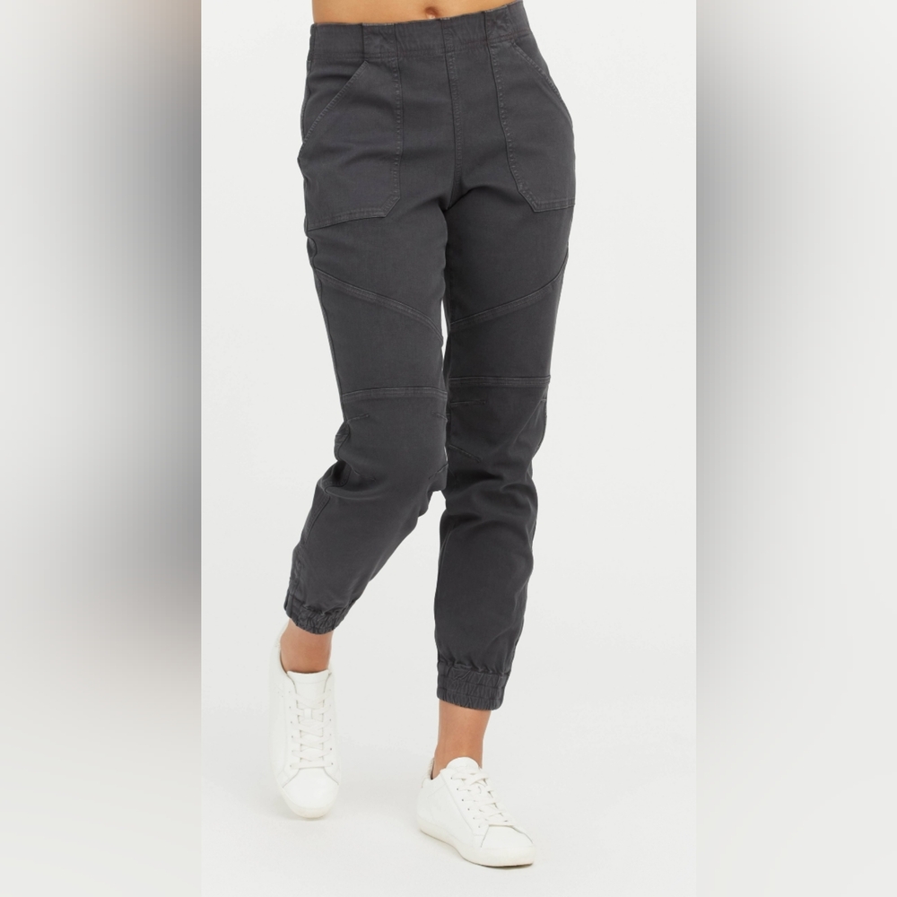 Spanx Stretch Twill Cargo Jogger Pants size S washed black